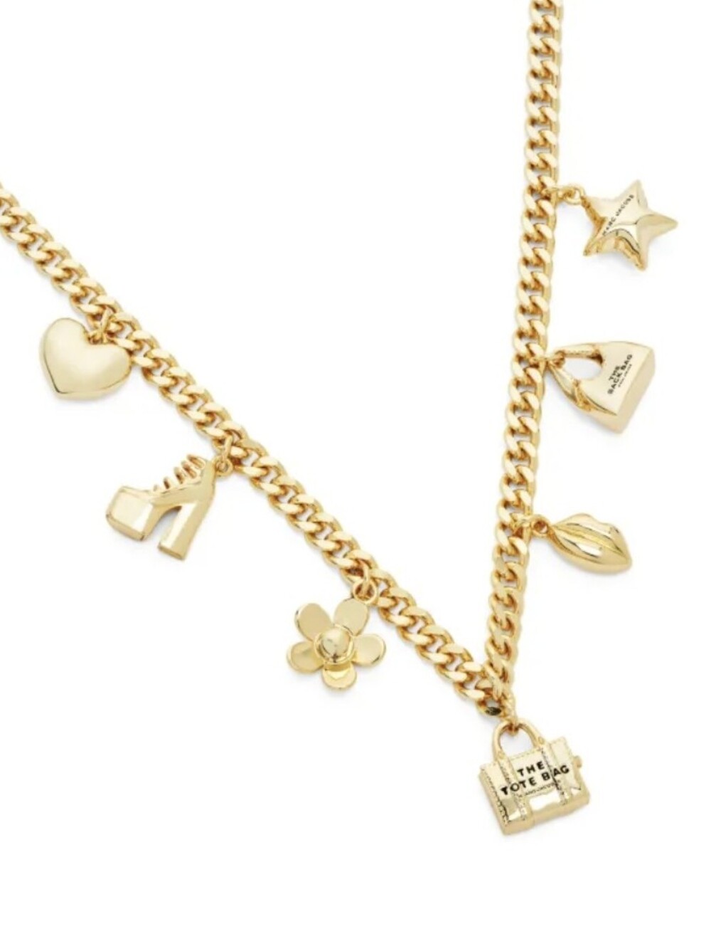 Marc Jacobs Gold Charm Necklace with Heart, Star & Mini Tote/ BNWT